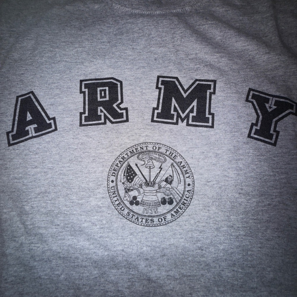 Yikes! Army Graphic Tee Men L Gray Good Military Seal Heathered‎